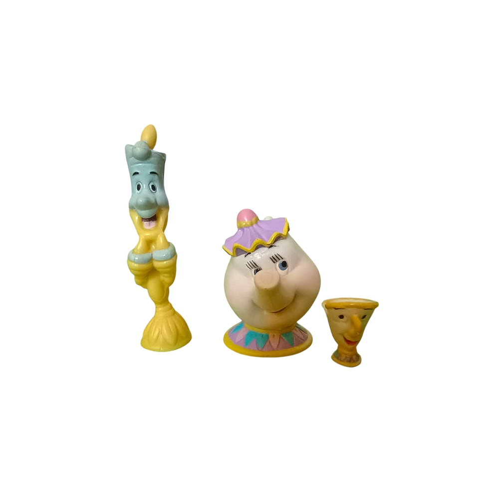 Disney Beauty and the Beast Lumiere Candlestick, Teapots & Chip 3 Miniature toy
